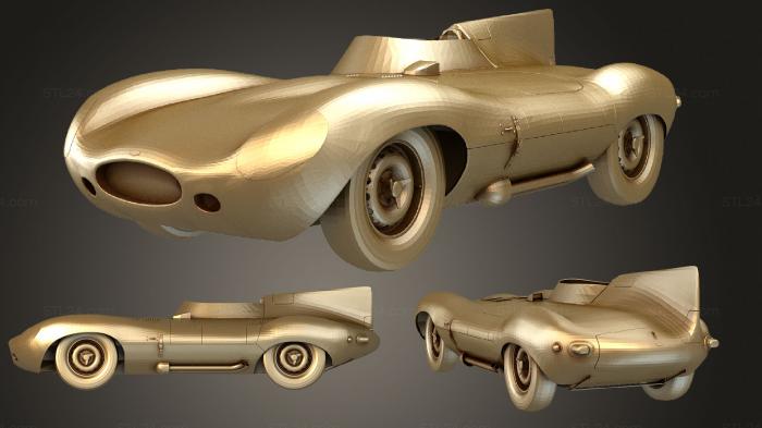 Автомобили и транспорт (Jaguar D Type Silk Cut 1955 г., CARS_2038) 3D модель для ЧПУ станка