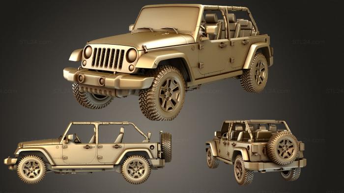 Автомобили и транспорт (Jeep wrangler unlimited Виллис Уилер jk 2017, CARS_2101) 3D модель для ЧПУ станка