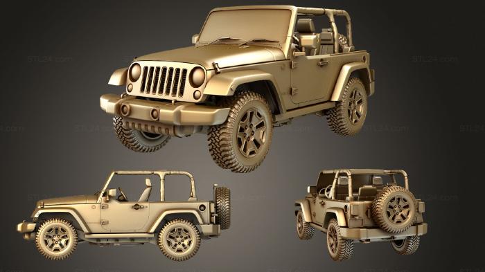 Автомобили и транспорт (Jeep wrangler Виллис Уилер jk 2017, CARS_2104) 3D модель для ЧПУ станка