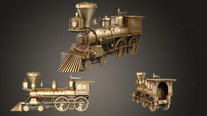 Автомобили и транспорт (Паровоз Юпитер 1868, CARS_2106) 3D модель для ЧПУ станка