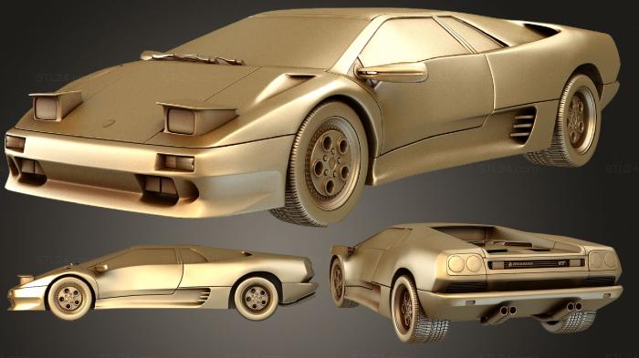 Автомобили и транспорт (Lamborghini Diablo VT 1993, CARS_2163) 3D модель для ЧПУ станка