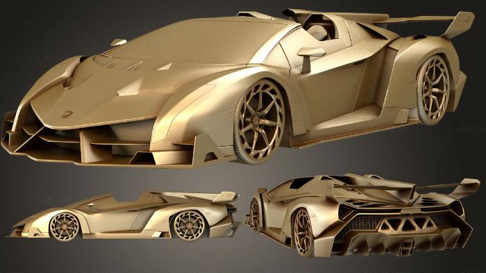 Автомобили и транспорт (Родстер Lamborghini Veneno (LP750 4) 2014, CARS_2180) 3D модель для ЧПУ станка