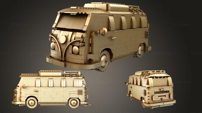 Автомобили и транспорт (КОНСТРУКТОР LEGO 10220 Фольксваген Т1 2015, CARS_2241) 3D модель для ЧПУ станка