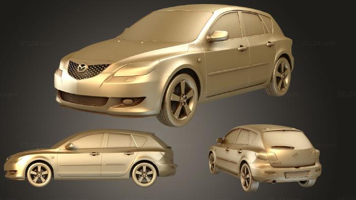 Автомобили и транспорт (Mazda 3 (Mk1) (BK) хэтчбек 2003, CARS_2372) 3D модель для ЧПУ станка