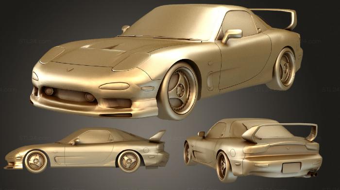 Автомобили и транспорт (Mazda RX 7 FD Тюнер WIP, CARS_2411) 3D модель для ЧПУ станка