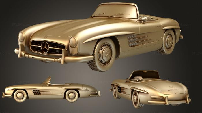 Автомобили и транспорт (Mercedes Benz 300 SL (W198 II) родстер 1957, CARS_2489) 3D модель для ЧПУ станка