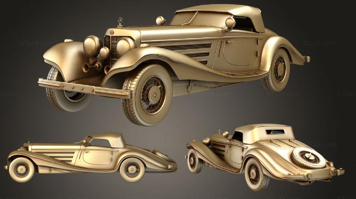 Автомобили и транспорт (Mercedes Benz 500K Специальный Родстер 1936, CARS_2493) 3D модель для ЧПУ станка