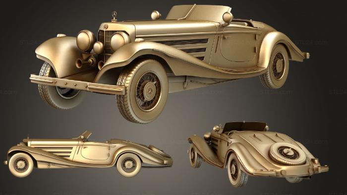 Автомобили и транспорт (Mercedes Benz 540K (W29) Специальный Родстер 1936, CARS_2494) 3D модель для ЧПУ станка