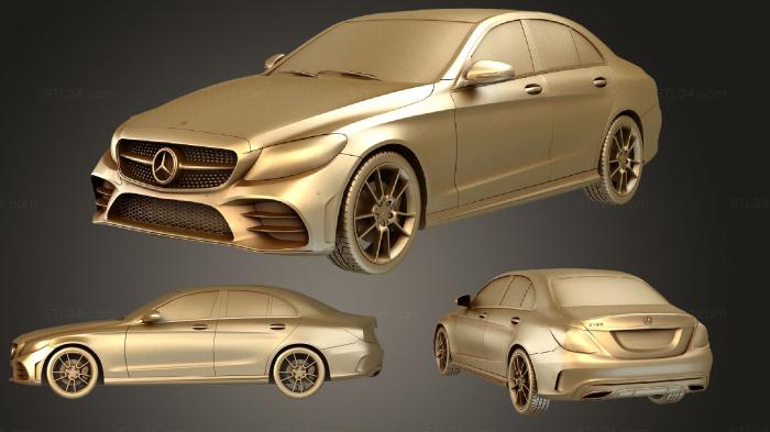 Автомобили и транспорт (Mercedes Benz C Class (Mk4f) (W205) седан AMG line 2018, CARS_2508) 3D модель для ЧПУ станка