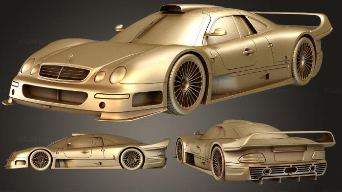 Автомобили и транспорт (Mercedes Benz CLK class GTR AMG Дорожная версия 1999, CARS_2514) 3D модель для ЧПУ станка