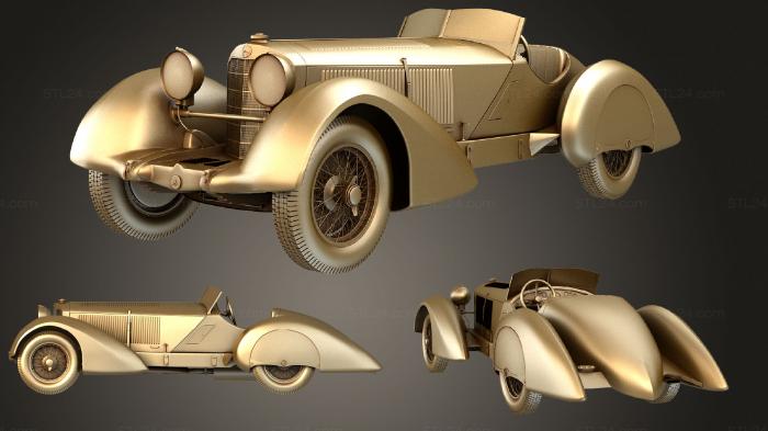 Автомобили и транспорт (Mercedes Benz SSK Trossi Родстер 1930, CARS_2563) 3D модель для ЧПУ станка