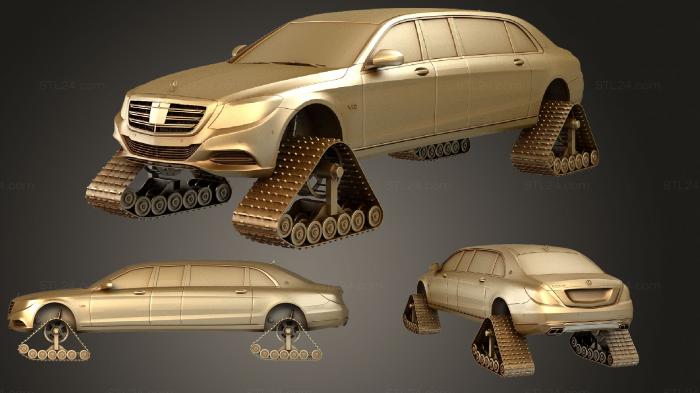 Автомобили и транспорт (Mercedes Maybach Pullman Гусеничный 2018, CARS_2627) 3D модель для ЧПУ станка