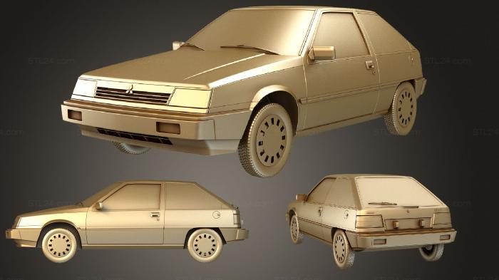 Автомобили и транспорт (Mitsubishi Colt (Mk5) (C10) 3 двери 1984, CARS_2681) 3D модель для ЧПУ станка