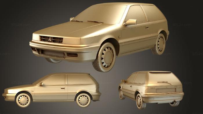 Автомобили и транспорт (Mitsubishi Colt (Mk6) (C50) 3 двери 1988, CARS_2682) 3D модель для ЧПУ станка