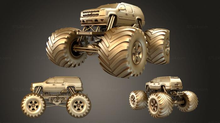 Автомобили и транспорт (Монстр-трак Chevrolet Suburban, CARS_2722) 3D модель для ЧПУ станка