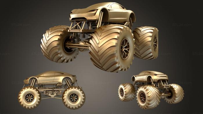 Vehicles (Monster Truck Tesla Roadster, CARS_2730) 3D models for cnc