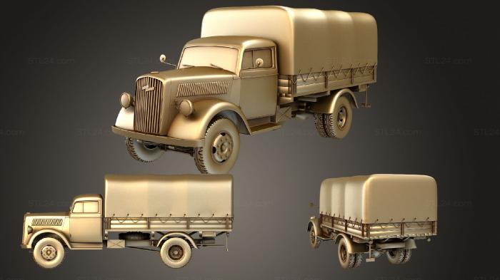 Автомобили и транспорт (Бортовой грузовик Opel Blitz 1940, CARS_2883) 3D модель для ЧПУ станка
