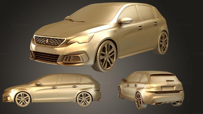 Автомобили и транспорт (Peugeot 308 (Mk2f) (T9) хэтчбек GTi 2017, CARS_2992) 3D модель для ЧПУ станка
