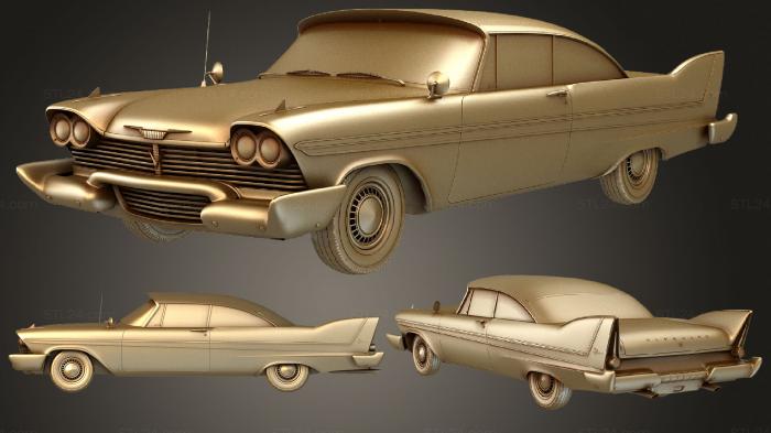 Автомобили и транспорт (Плимут Фьюри Спорт 1958, CARS_3040) 3D модель для ЧПУ станка
