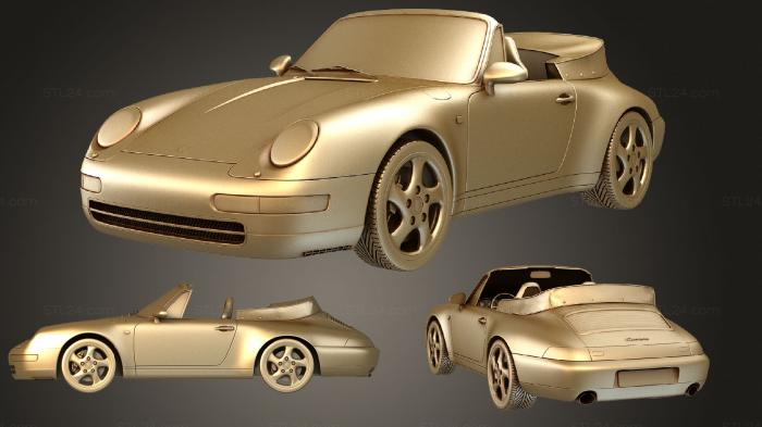 Автомобили и транспорт (Porsche 911 993 Carrera Cabrio 1994 1997 комплект, CARS_3090) 3D модель для ЧПУ станка