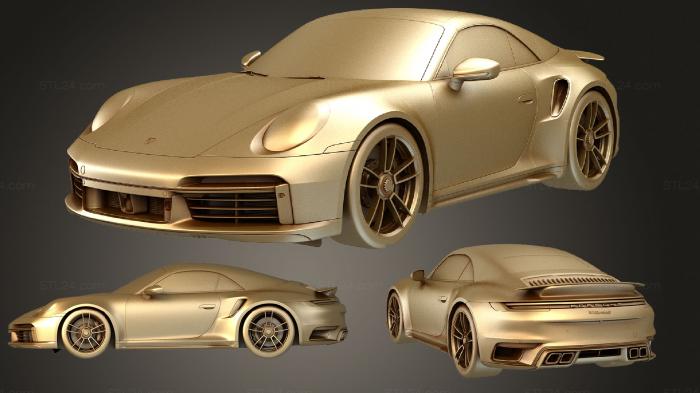 Автомобили и транспорт (Porsche 911 Turbo S Кабриолет 2021, CARS_3098) 3D модель для ЧПУ станка