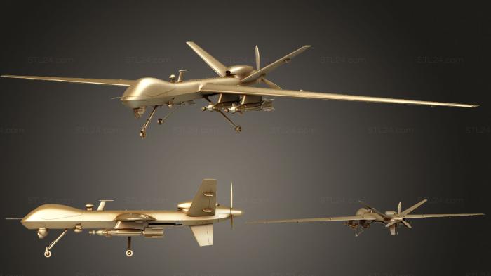 Автомобили и транспорт (Американский беспилотный летательный аппарат Reaper MQ 9 Predator, CARS_3245) 3D модель для ЧПУ станка