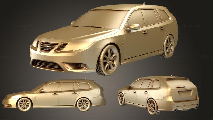 Автомобили и транспорт (Saab 9 3 (Mk2f) Sport Combi 2008, CARS_3377) 3D модель для ЧПУ станка