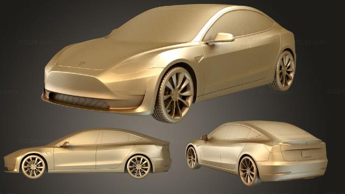 Автомобили и транспорт (Комплект Tesla 3 2018 v7, CARS_3558) 3D модель для ЧПУ станка