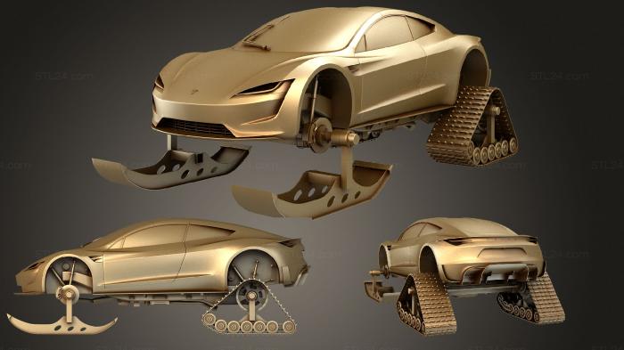 Автомобили и транспорт (Tesla roadster ski 2018, CARS_3571) 3D модель для ЧПУ станка