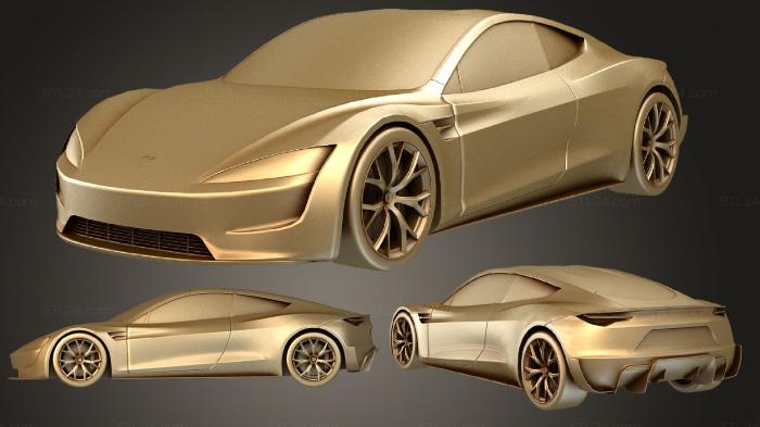 Автомобили и транспорт (Tesla Roadster Желтый с шасси, CARS_3572) 3D модель для ЧПУ станка
