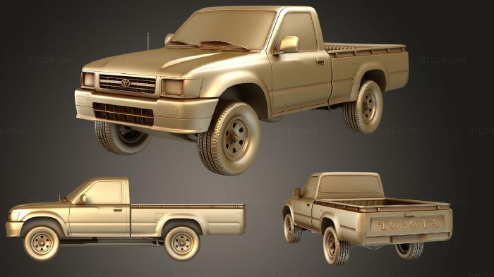 Автомобили и транспорт (Двухместный автомобиль Toyota Hilux (Mk5) 1988, CARS_3652) 3D модель для ЧПУ станка