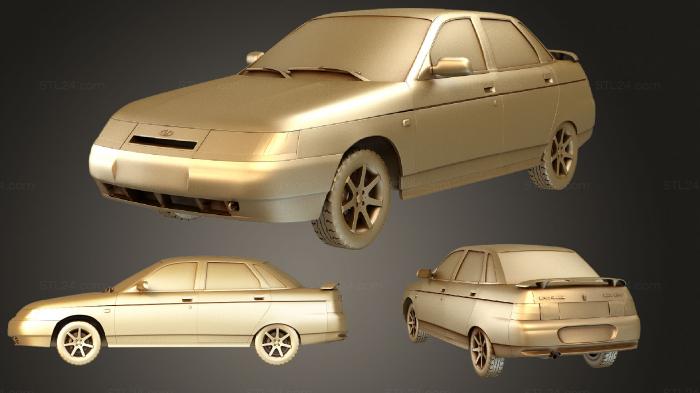 Автомобили и транспорт (ВАЗ Лада (2110) седан 1995 года, CARS_3856) 3D модель для ЧПУ станка