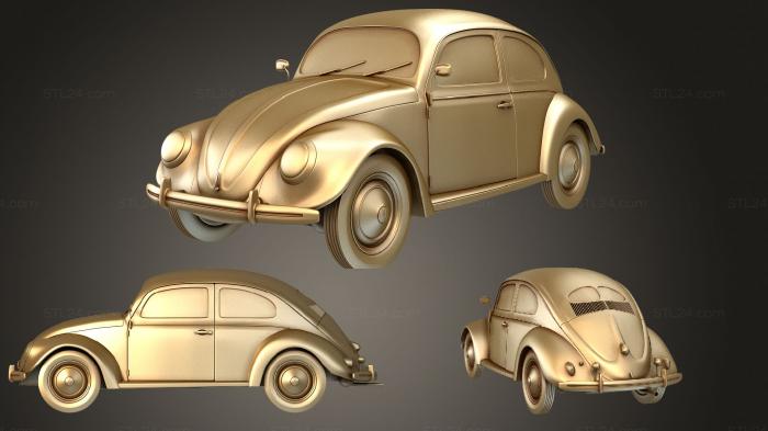 Автомобили и транспорт (Фольксваген Жук 1949, CARS_3889) 3D модель для ЧПУ станка