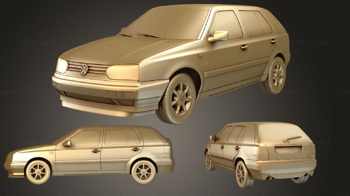 Автомобили и транспорт (Volkswagen Golf (Mk3) 5 дверный 1993, CARS_3900) 3D модель для ЧПУ станка