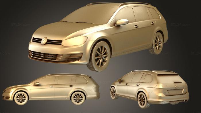 Автомобили и транспорт (Volkswagen Golf (Mk7) вариант HQinterior 2013, CARS_3901) 3D модель для ЧПУ станка
