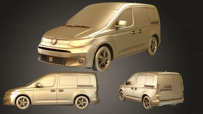Автомобили и транспорт (Volkswagen Caddy Коммерческий фургон DoubleCab 2021, CARS_3955) 3D модель для ЧПУ станка