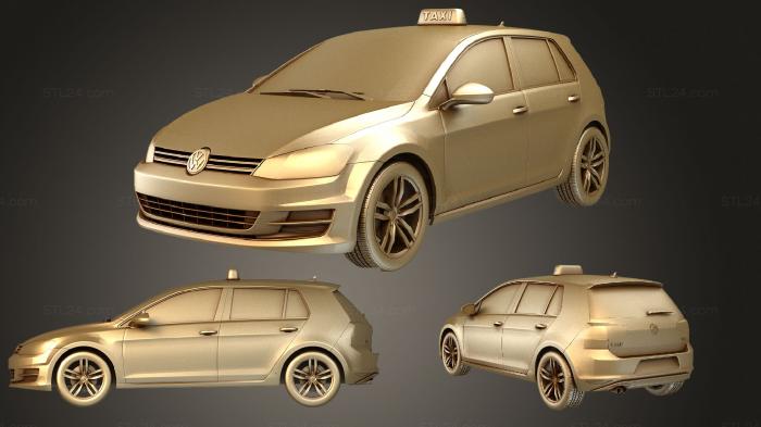 Автомобили и транспорт (Такси Volkswagen Golf TSI, CARS_3969) 3D модель для ЧПУ станка