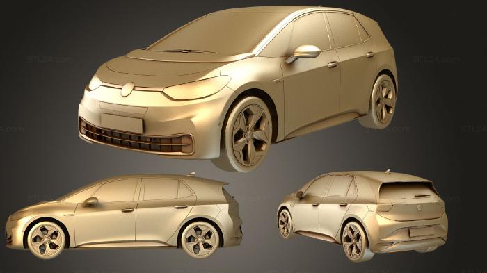 Автомобили и транспорт (Volkswagen id3 впервые выпущен в 2020 году, CARS_3971) 3D модель для ЧПУ станка