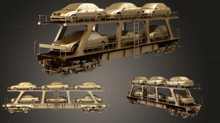 Автомобили и транспорт (Вагон, автовоз А, полный, CARS_4050) 3D модель для ЧПУ станка