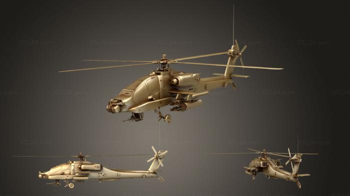 Автомобили и транспорт (AH 64A Вертолет Apache, CARS_4119) 3D модель для ЧПУ станка