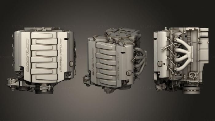 Автомобили и транспорт (Двигатель Chevrolet Corvette V8, CARS_4150) 3D модель для ЧПУ станка