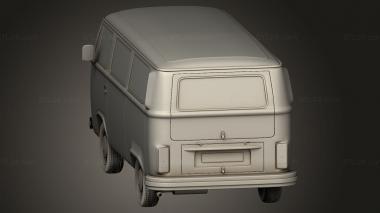 Автомобили и транспорт (Пассажирский фургон Volkswagen Transporter Mk 2 T2 1972, CARS_4943) 3D модель для ЧПУ станка