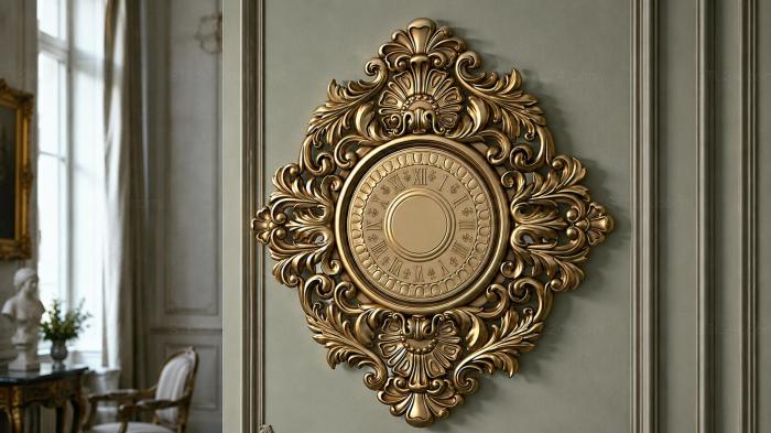 Clocks (Baroque dial with double frame and decorative rosette, CH_0022-1) 3D models for cnc