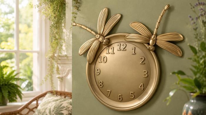 Clocks (Clock face with dragonfly butterflies, CH_0051) 3D models for cnc