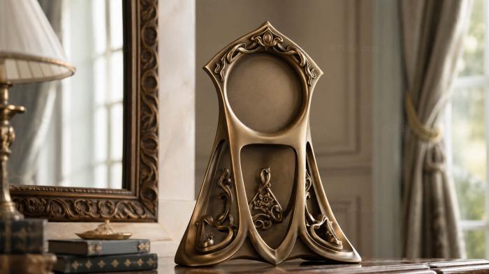 Clocks (Modernist watch stand with floral elements, CH_0057) 3D models for cnc
