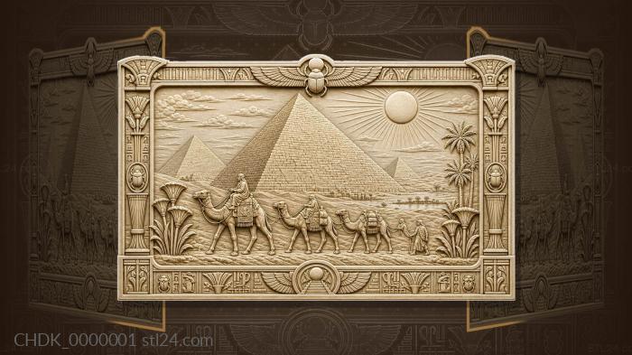 Pyramid of Cheops - caravan in the desert 3d STL model