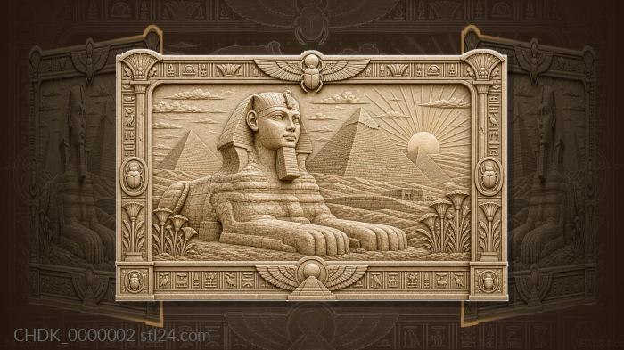 Great Sphinx - Pyramids of Giza and desert 3d STL model