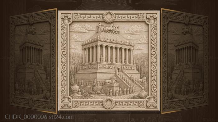 Mausoleum in Halicarnassus - stepped tomb and columns 3d STL model