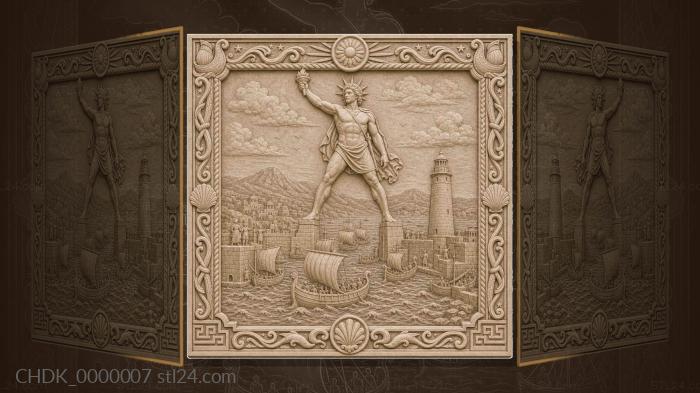 Colossus of Rhodes - giant statue and harbor 3d STL model