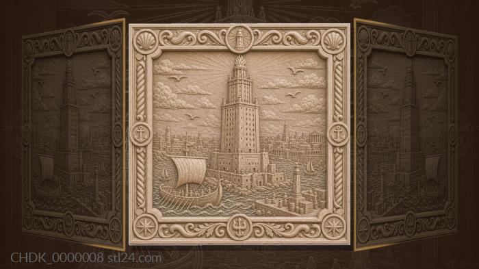 Alexandria Lighthouse - high tower and fire 3d STL model